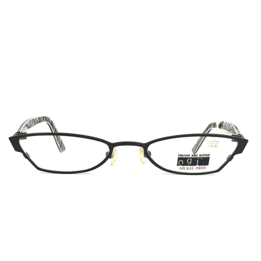 ogi Petite Eyeglasses Frames 9019 COL. 10 Black White Cat Eye Full Rim 48-18-135